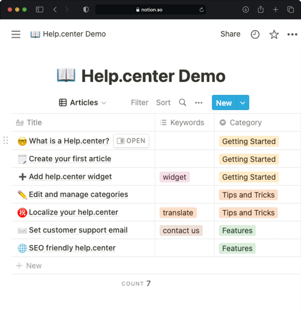 Help center Create a clean fast helpcenter using notion